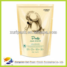 Bottom gusset Plastic pet food bag with top resealable ziplock